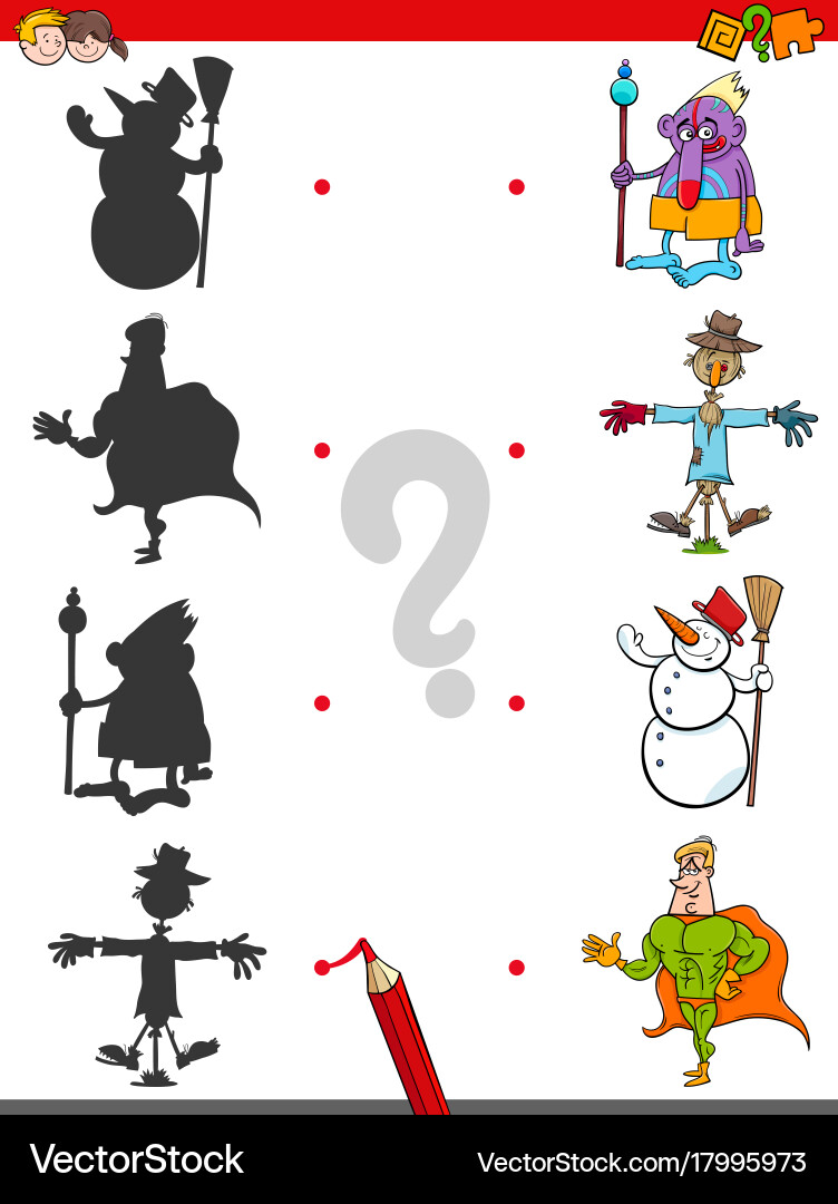 Shadow game with fantasy characters Vector Image