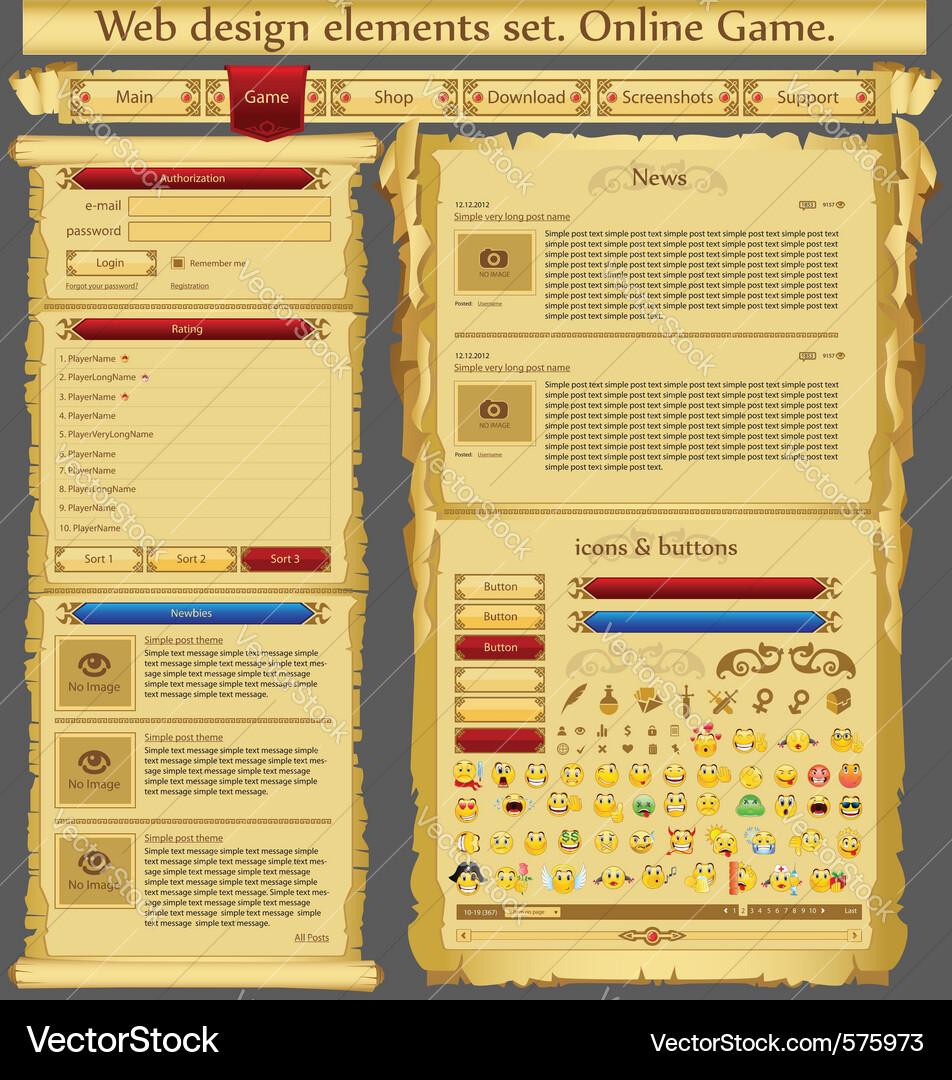 Website Layout & UI Elemente Vektorbild
