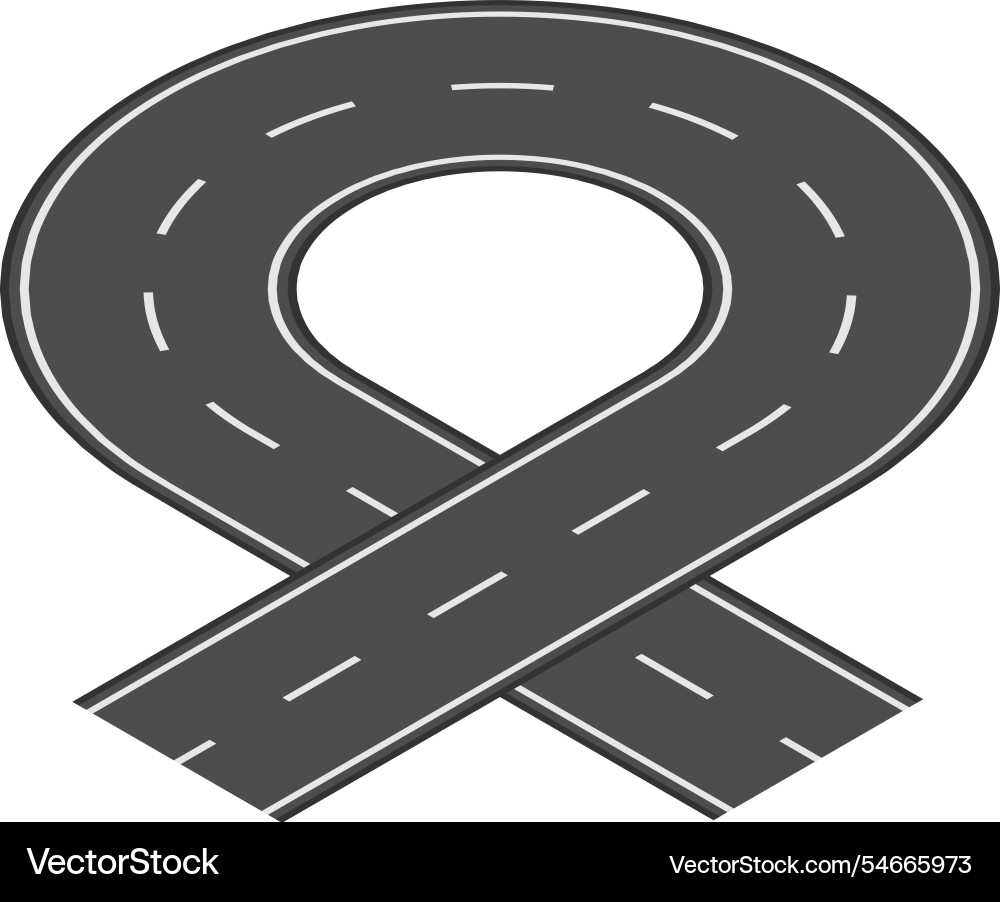 Winding road making a loop and crossing itself Winding road making a loop and crossing itself vector image