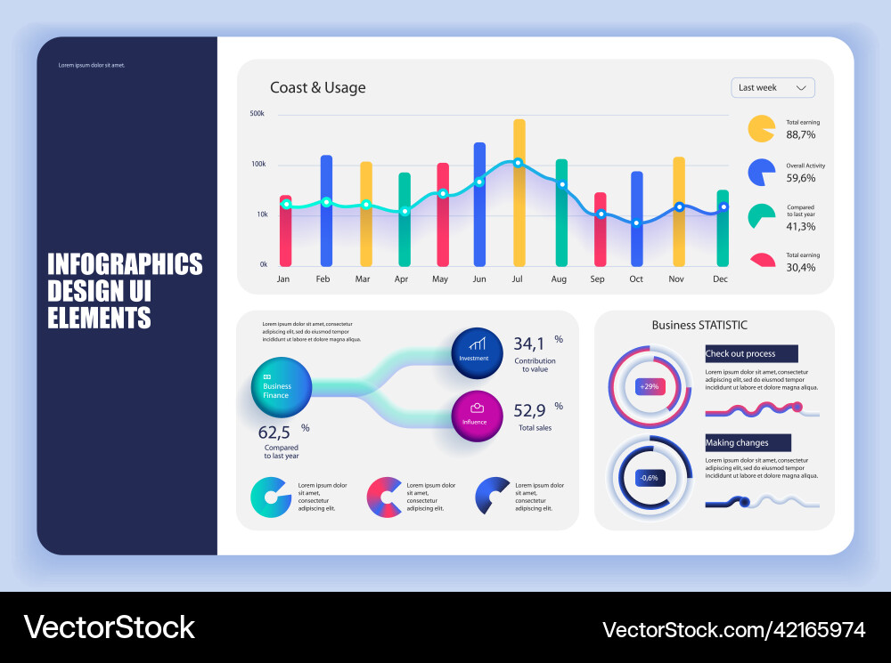 Bundle infographic elements data visualization Bundle infographic elements data visualization vector image