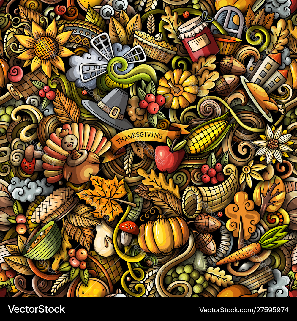 Cartoon niedliche Doodles Hand gezogen glücklich Thanksgiving Cartoon niedliche Doodles Hand gezogen glücklich Thanksgiving vektorbild