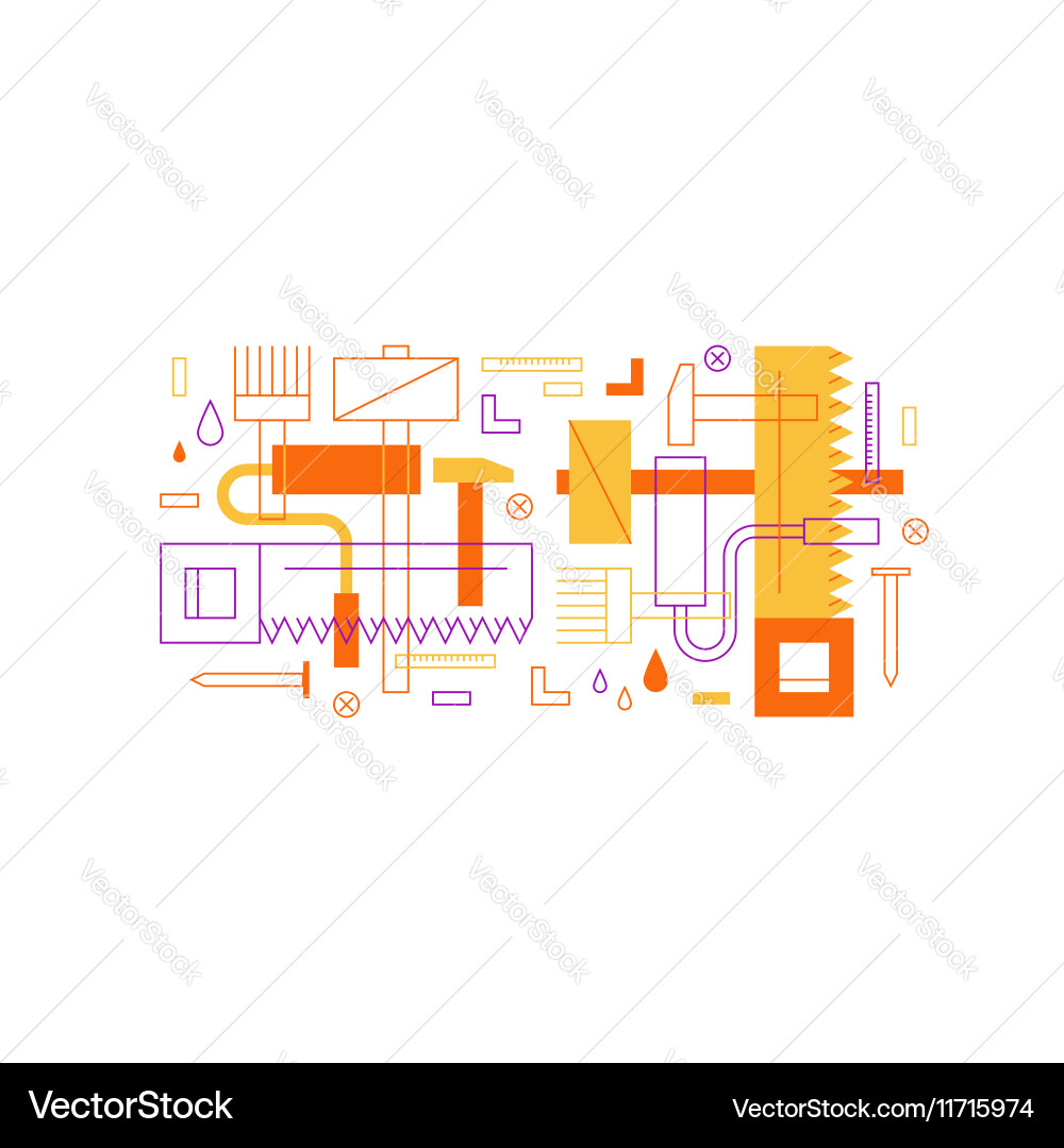 Construction instruments pattern and backdrop Vector Image