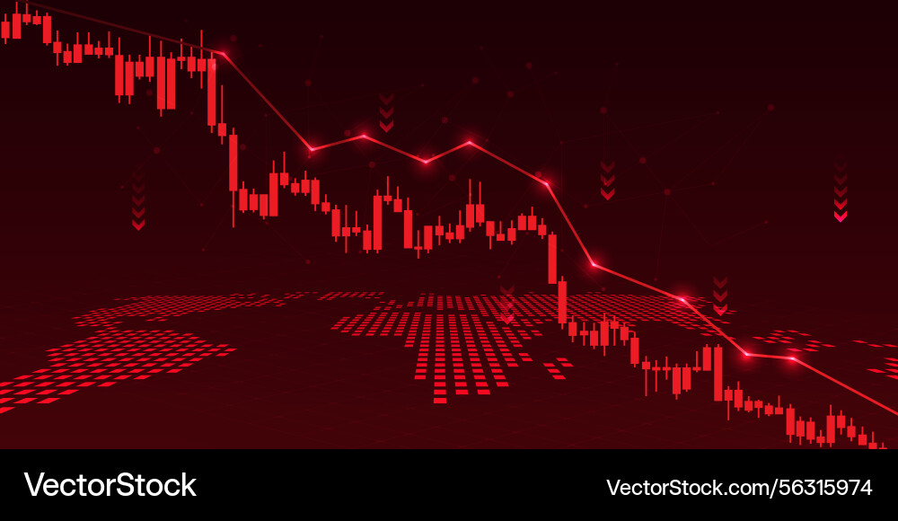 Falling stock chart with a world map Falling stock chart with a world map vector image