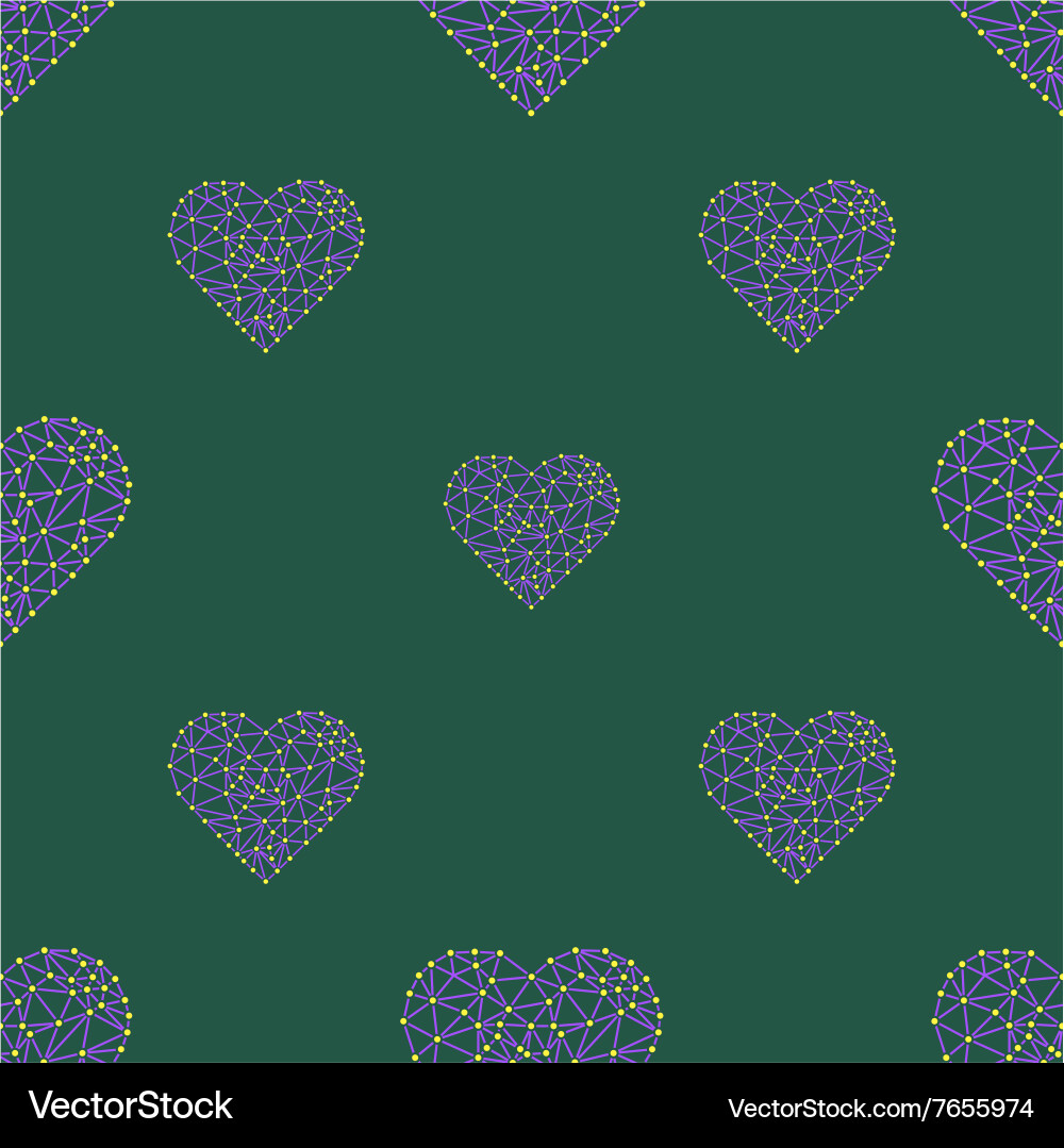 Heart with connected lines and dots wireframe mesh vector image