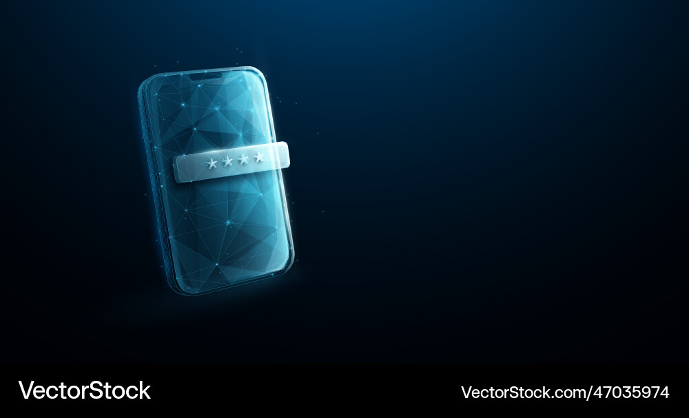 Mobile phone password notification low polygons Mobile phone password notification low polygons vector image