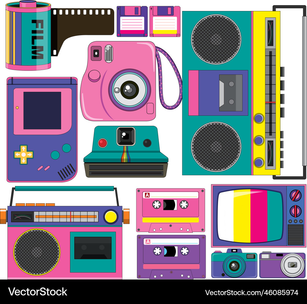 Retro objects and electronic devices Retro objects and electronic devices vector image