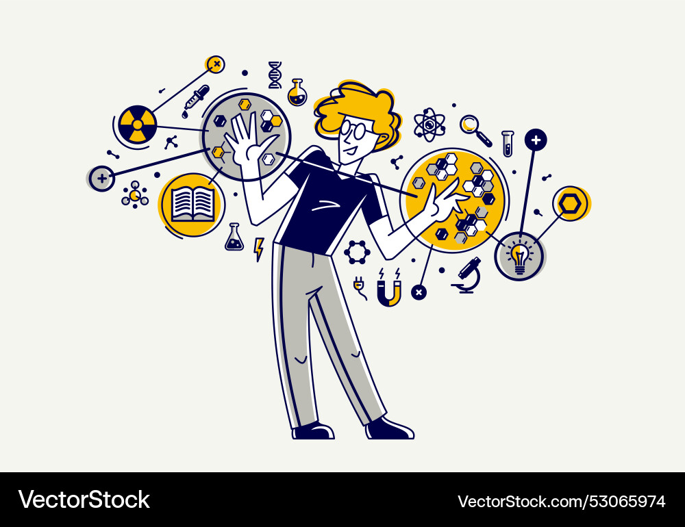 Scientist discovering science theory and making Scientist discovering science theory and making vector image