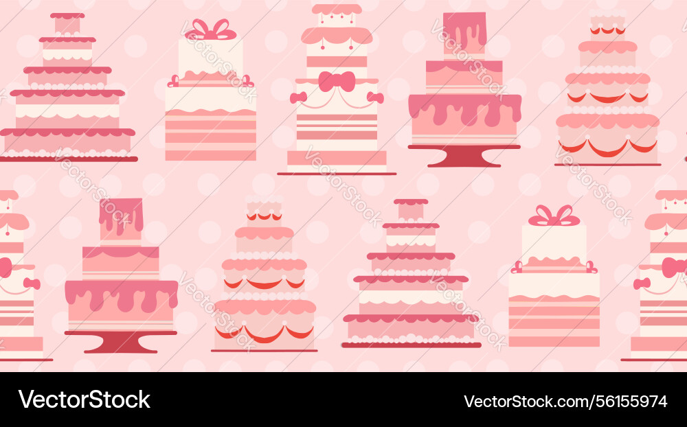 Seamless pattern with festive cakes in soft Seamless pattern with festive cakes in soft vector image