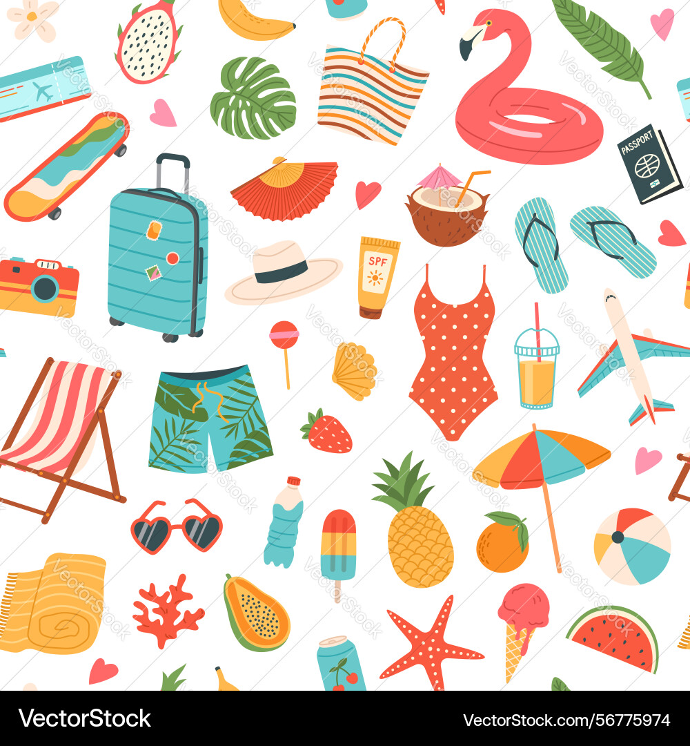 Seamless pattern with summer elements Seamless pattern with summer elements vector image
