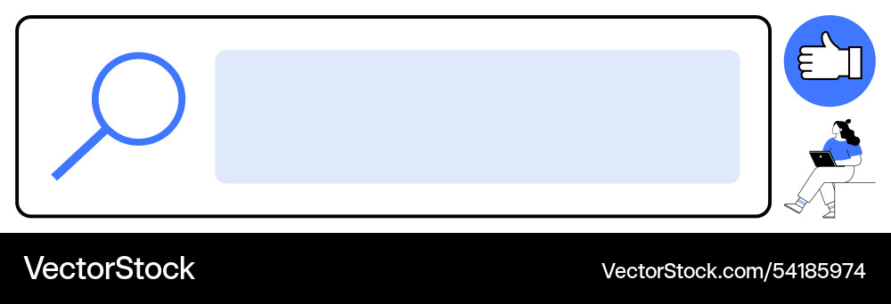 Search bar on website interface with magnifying vector image