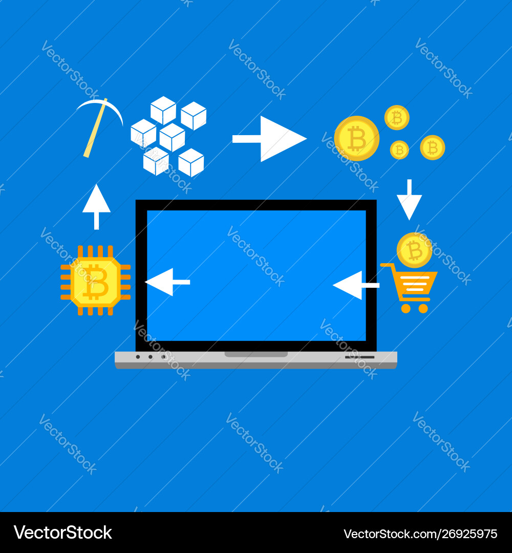 Blockchain scheme mining crypto currency server Blockchain scheme mining crypto currency server vector image