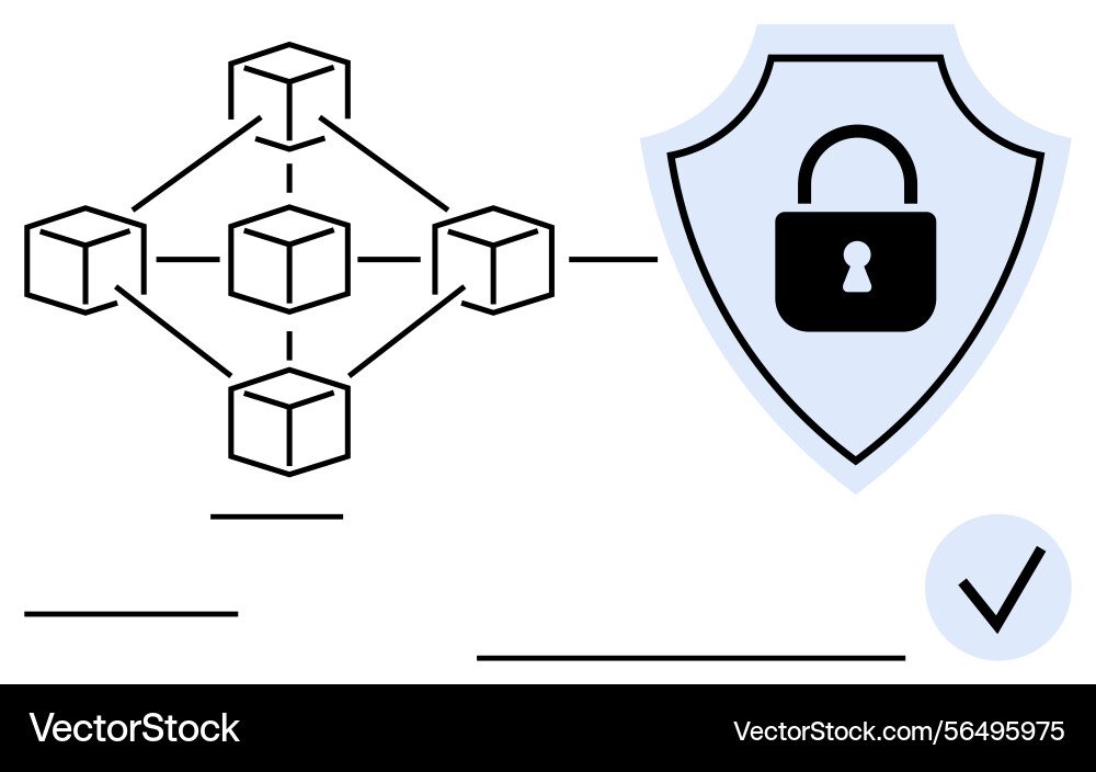 Blockchain security concept with network nodes vector image