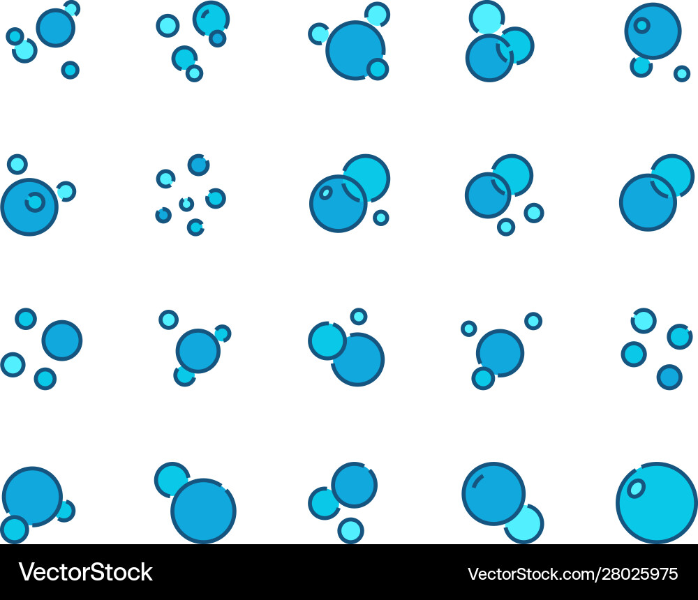 Champagne bubbles set line icons underwater air Champagne bubbles set line icons underwater air vector image