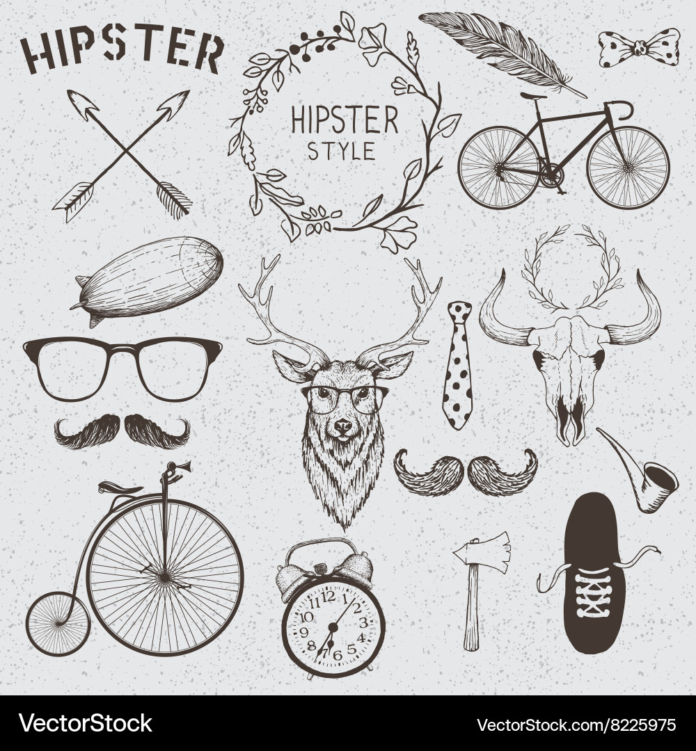 Collection of the monochrome objects vector image