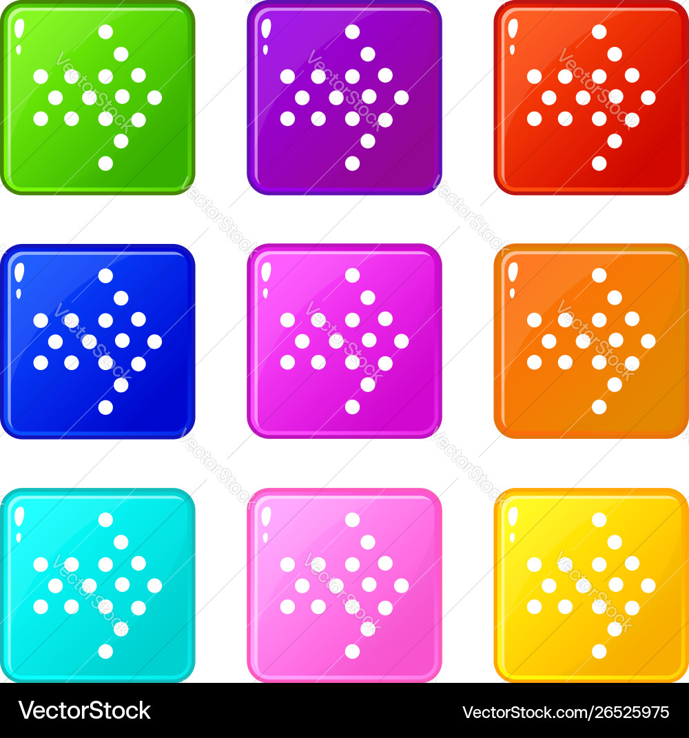 Dots right arrow icons set 9 color collection Dots right arrow icons set 9 color collection vector image