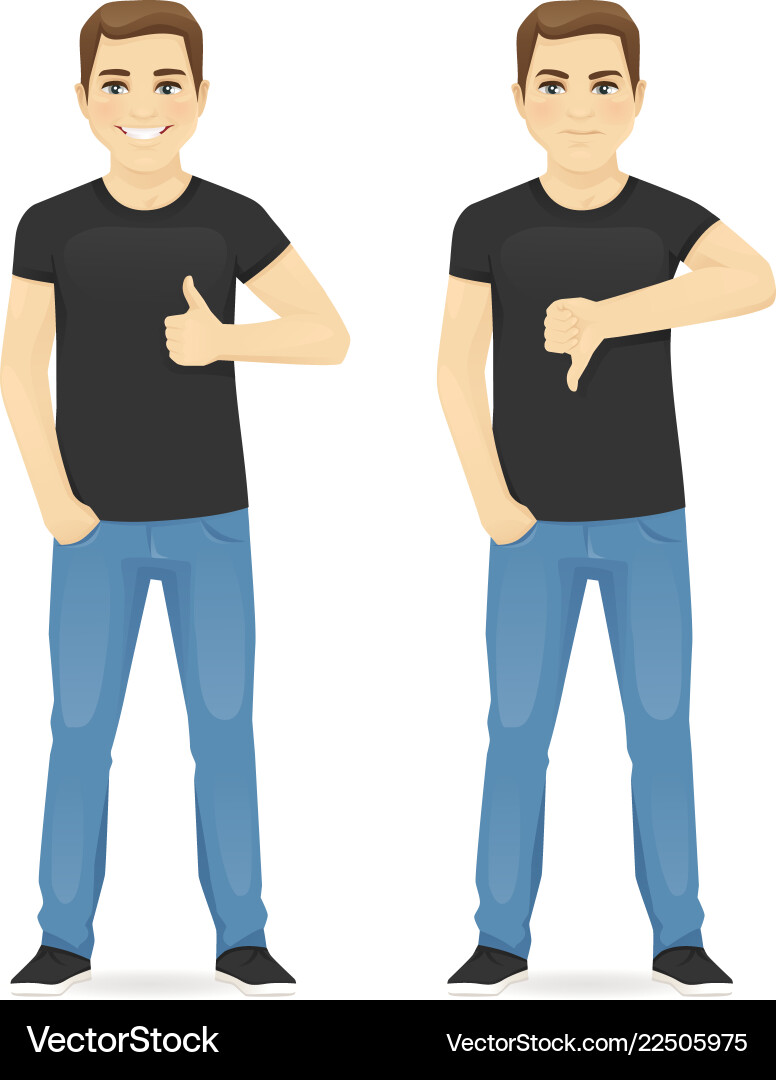 Man showing thumb up and down Man showing thumb up and down vector image