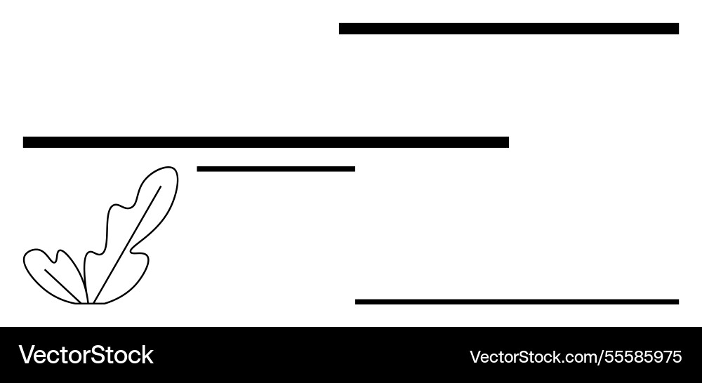 Minimalist design with leaf and horizontal lines Minimalist design with leaf and horizontal lines Vector Image