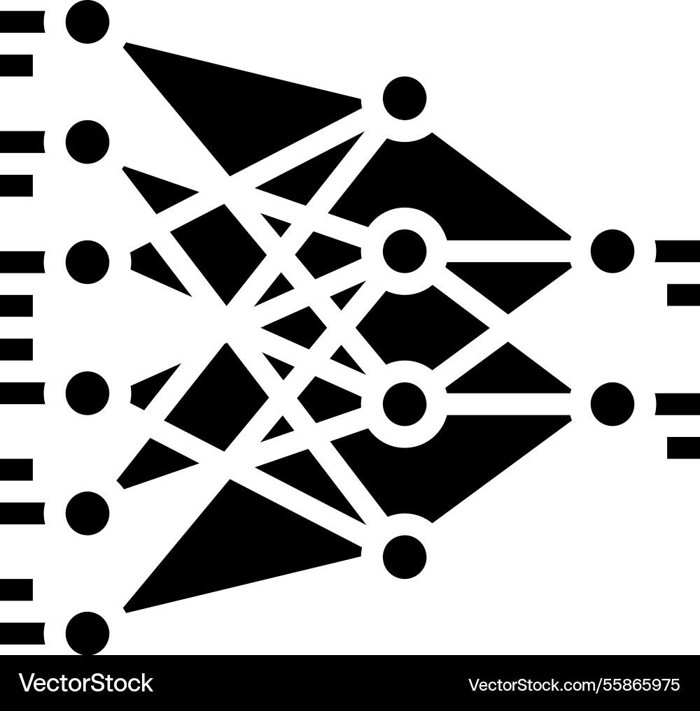 Neural network diagram nlp glyph icon Vector Image