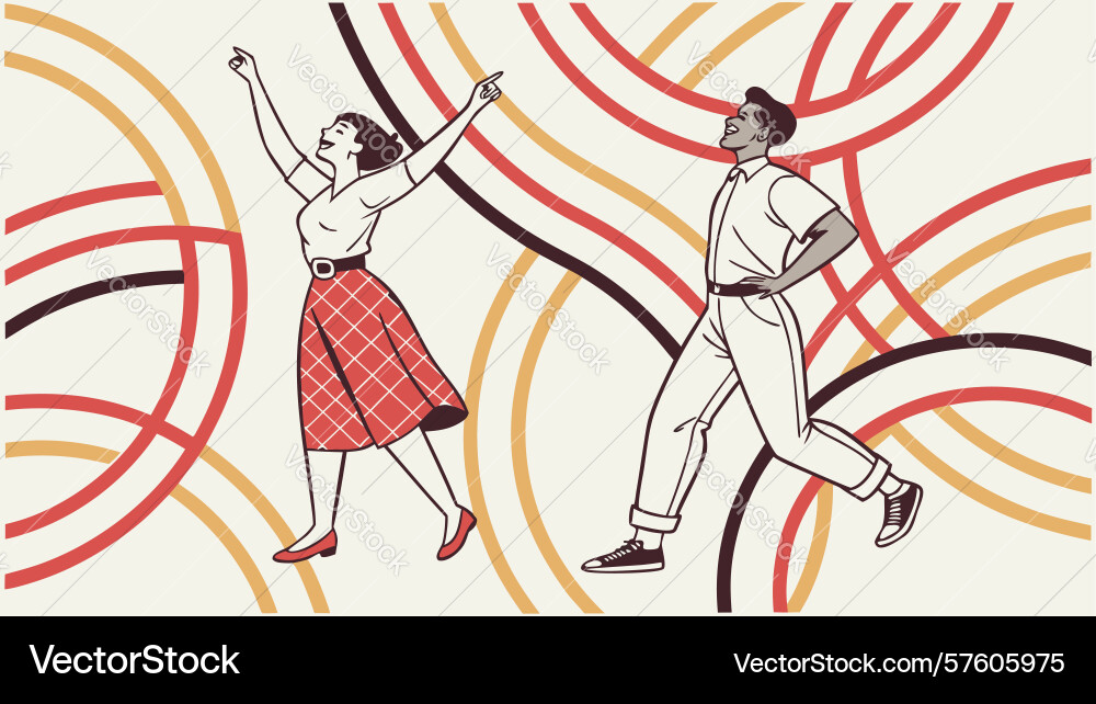 Retro abstract circles with dynamic dancing Vector Image