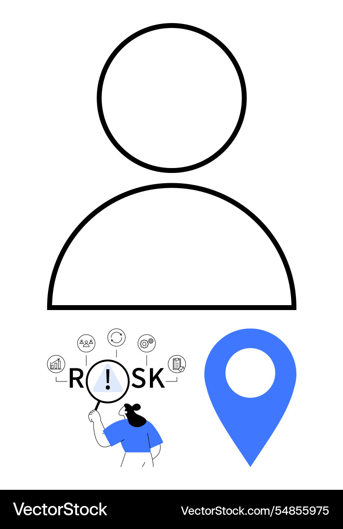 Risk analysis with user profile icon and location Risk analysis with user profile icon and location vector image