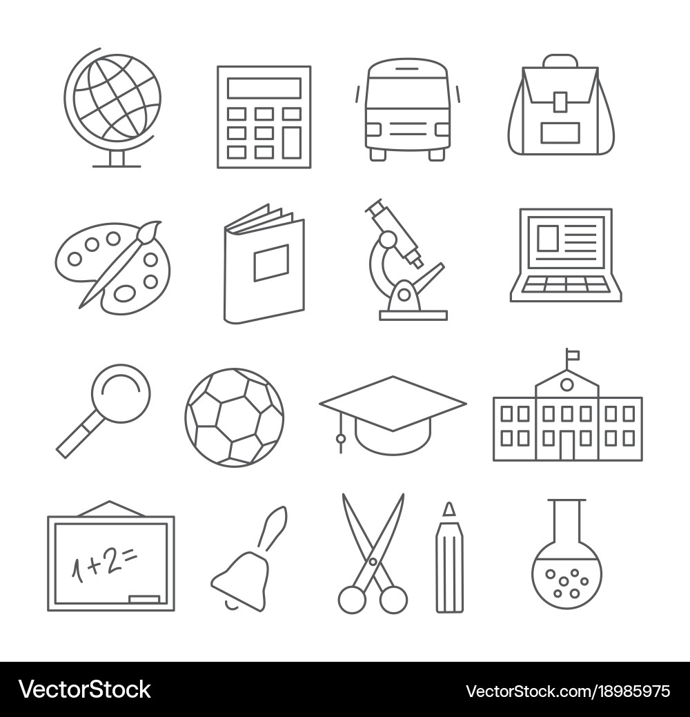 School and education line icons Vector Image