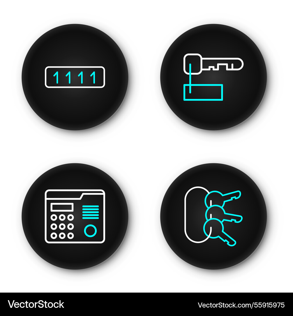 Set line bunch of keys house intercom system Set line bunch of keys house intercom system Vector Image