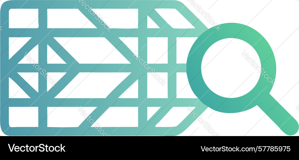 Wireframe search icon for structural data design vector image