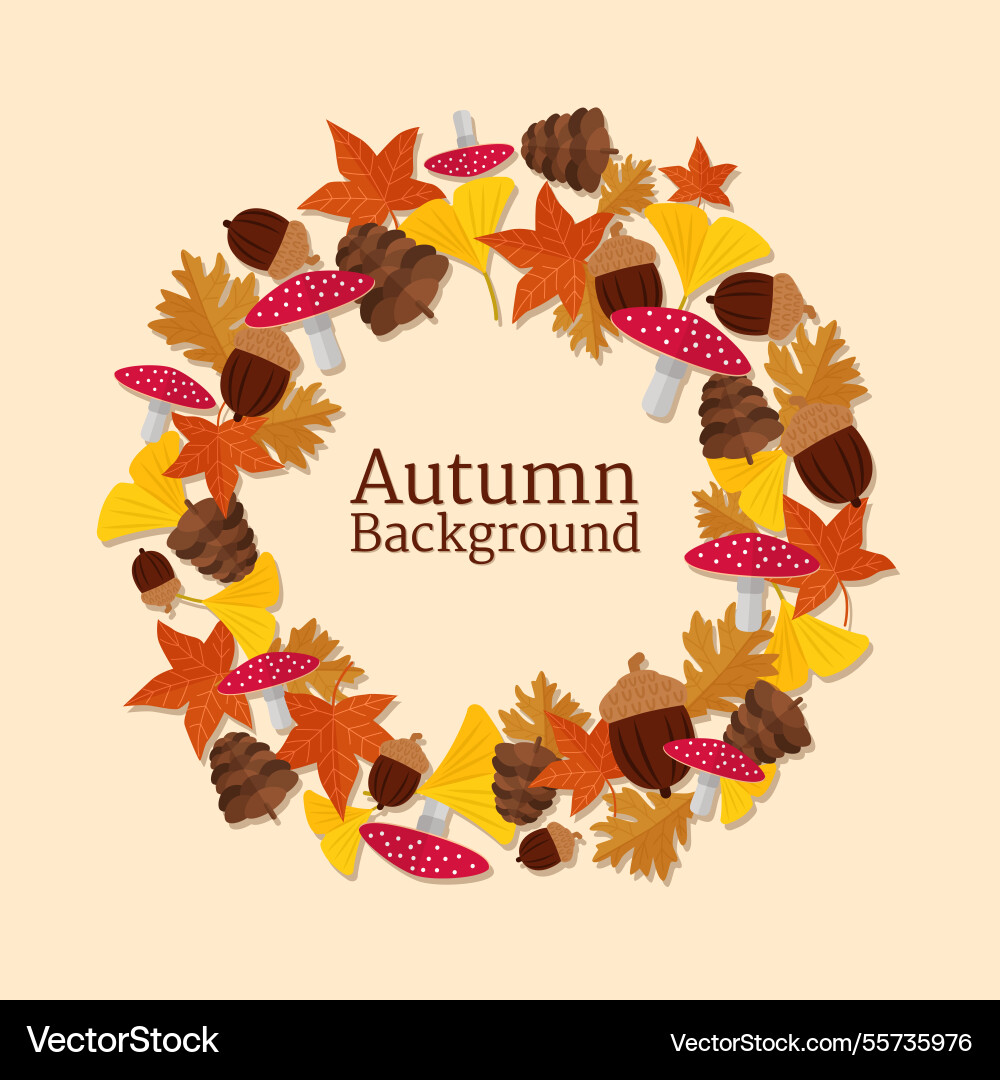 Autumn background with circular frame Vector Image