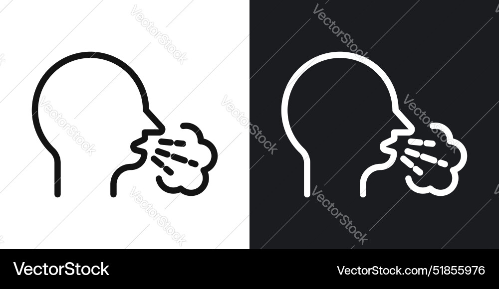 Cough icon set in black and white outlines Cough icon set in black and white outlines vector image