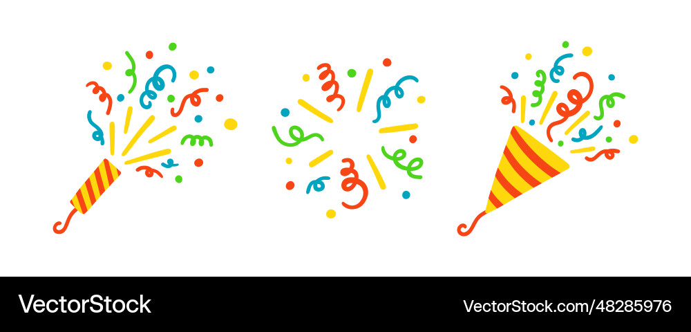 Exploding Party Popper with Confetti vector image