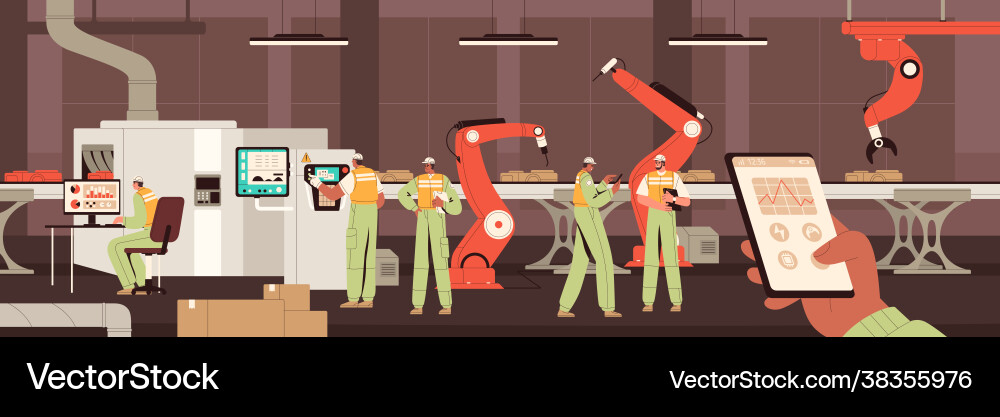 Intelligente Industriemoderne Fabrik mit Roboter Intelligente Industriemoderne Fabrik mit Roboter vektorbild