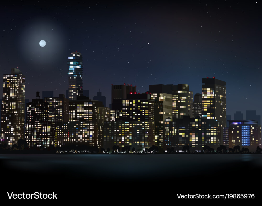 Night Cityscape Royalty Free Vector Image - VectorStock