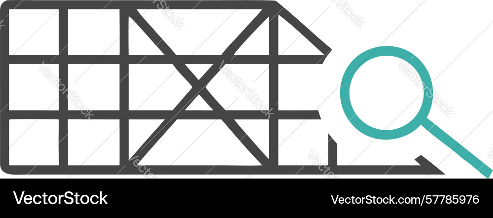 Outline wireframe search icon for system scan vector image