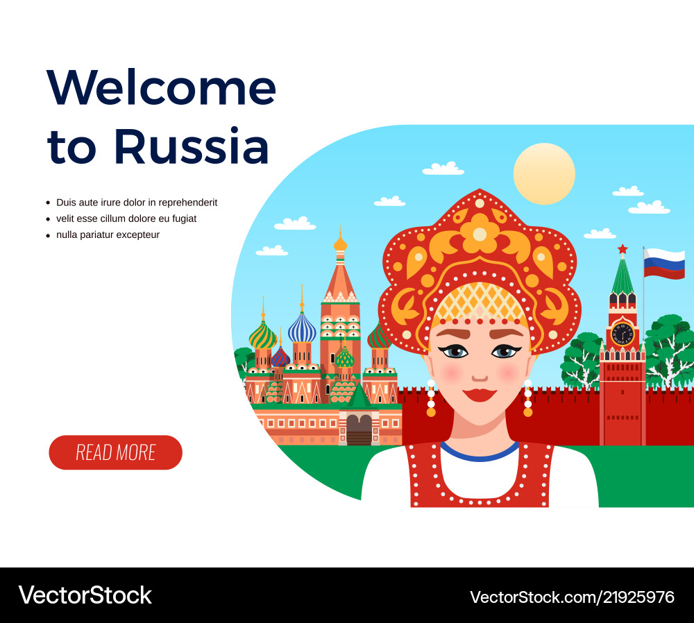 Russland Reise flache Zusammensetzung Russland Reise flache Zusammensetzung vektorbild
