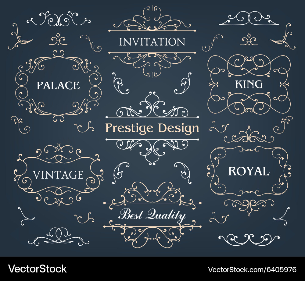 Set of calligraphic design elements page vector image