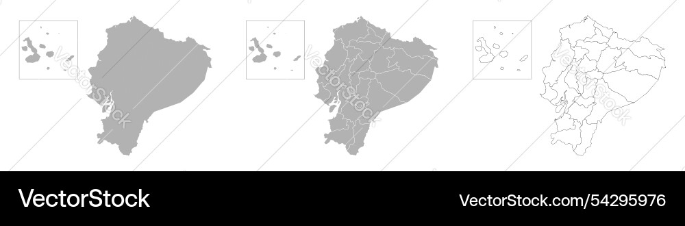Set of ecuador maps with main map and regional Vector Image
