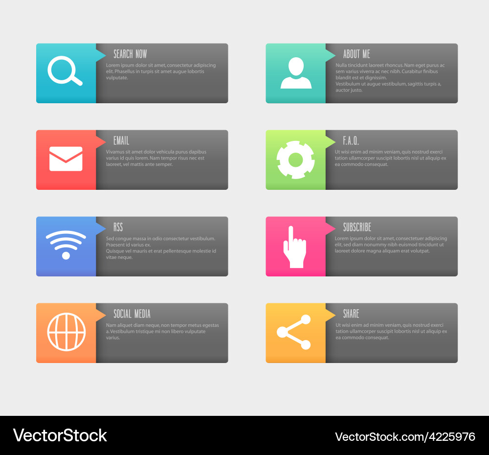 Web buttons icon set Royalty Free Vector Image