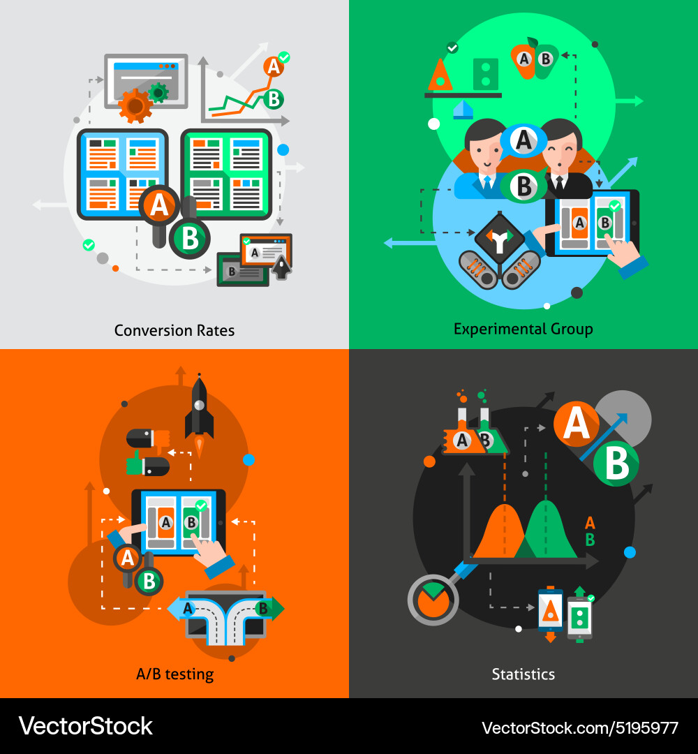 A/B Testing Icons - Conversion & Analytics Vector Image