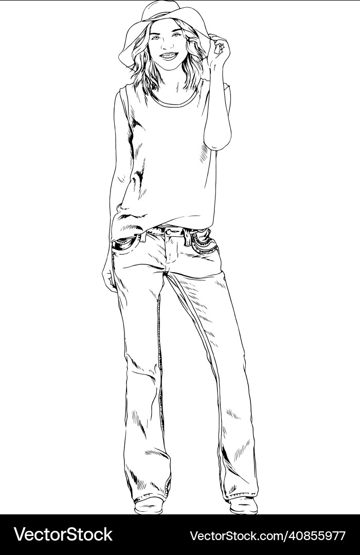 Beautiful slim sporty girl in casual clothes Beautiful slim sporty girl in casual clothes vector image
