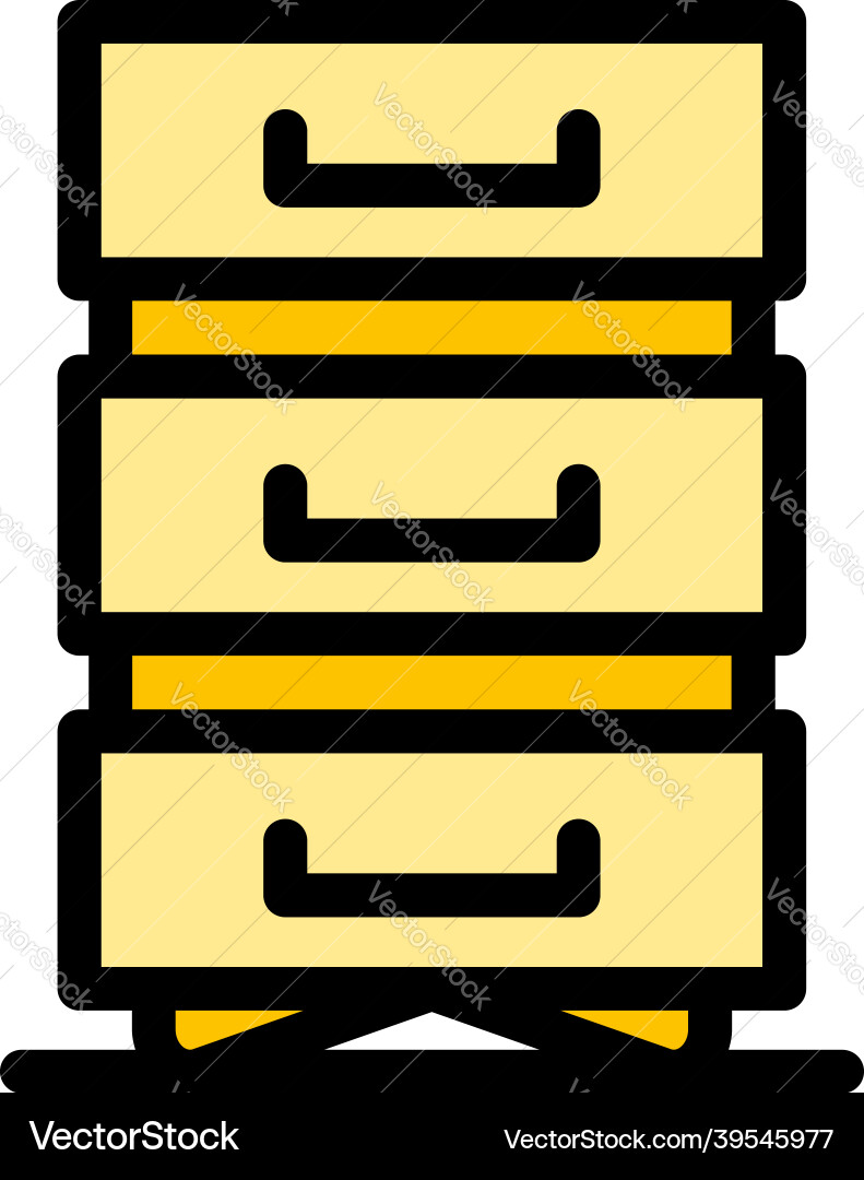 Data file drawer icon color outline Vector Image