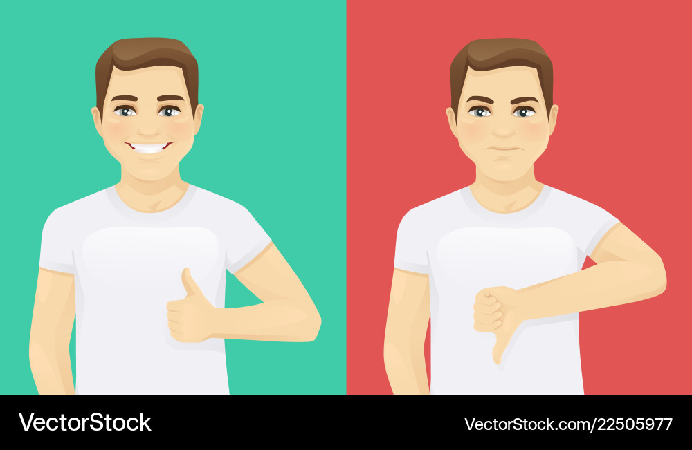 Man Showing Thumb Up and Down Gesture vector image