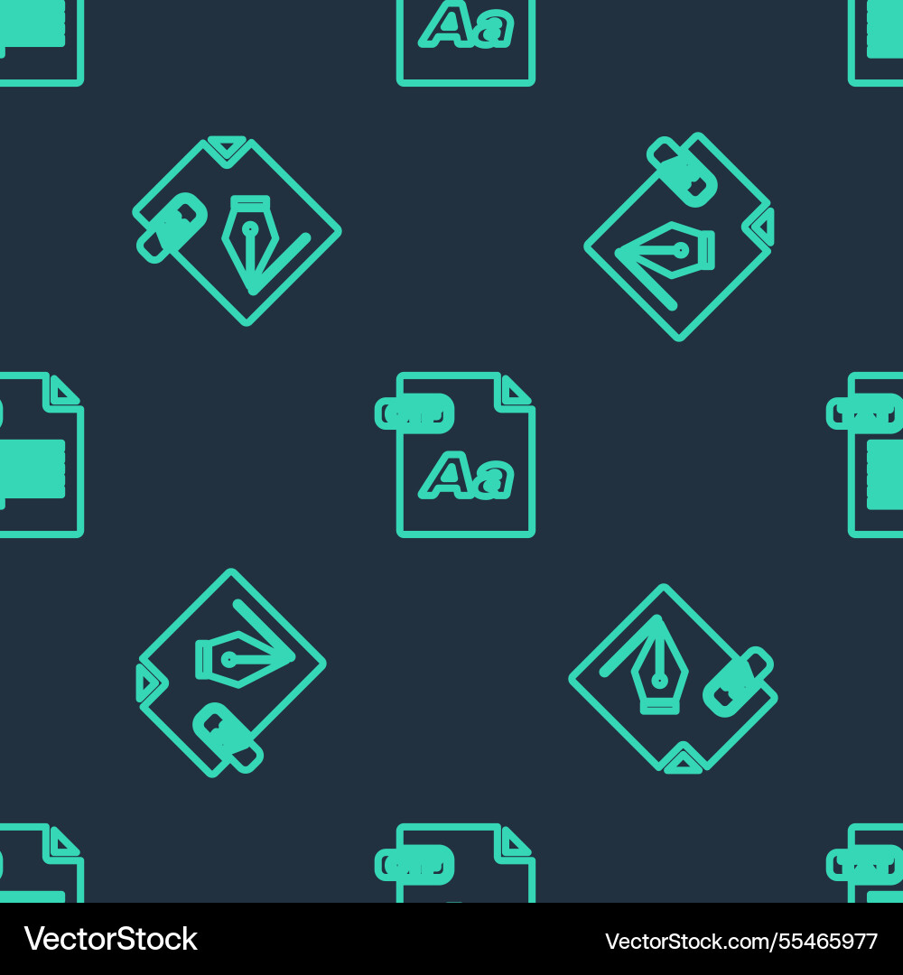 Set line otf file document ai and txt on seamless Set line otf file document ai and txt on seamless vector image