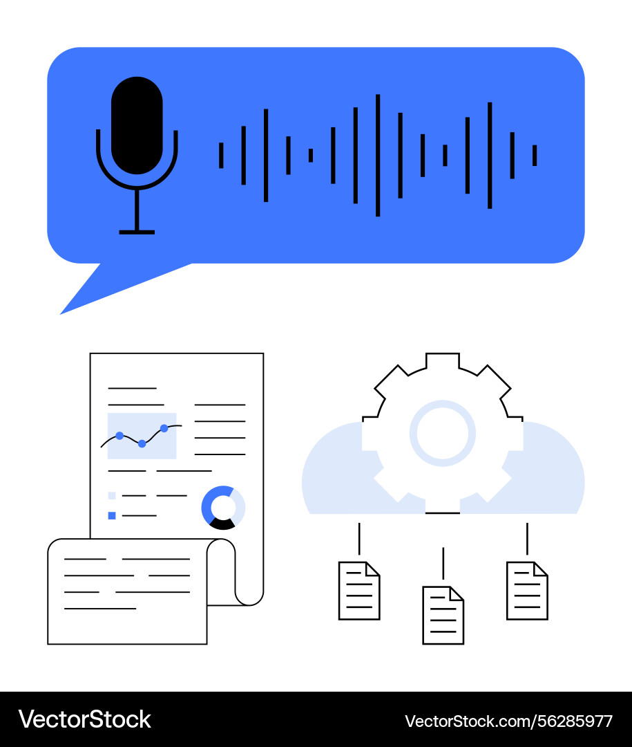 Voice recognition and data analysis Voice recognition and data analysis vector image