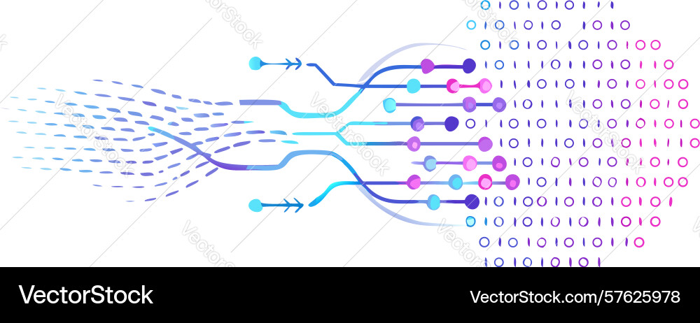 Binary code digital flow abstract design vector image