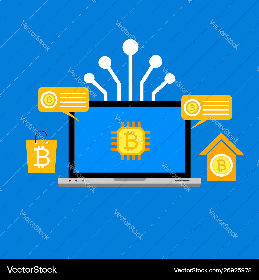 Blockchain scheme mining crypto currency server vector image