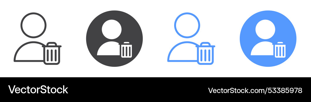 Delete user icon flat line symbol set vector image