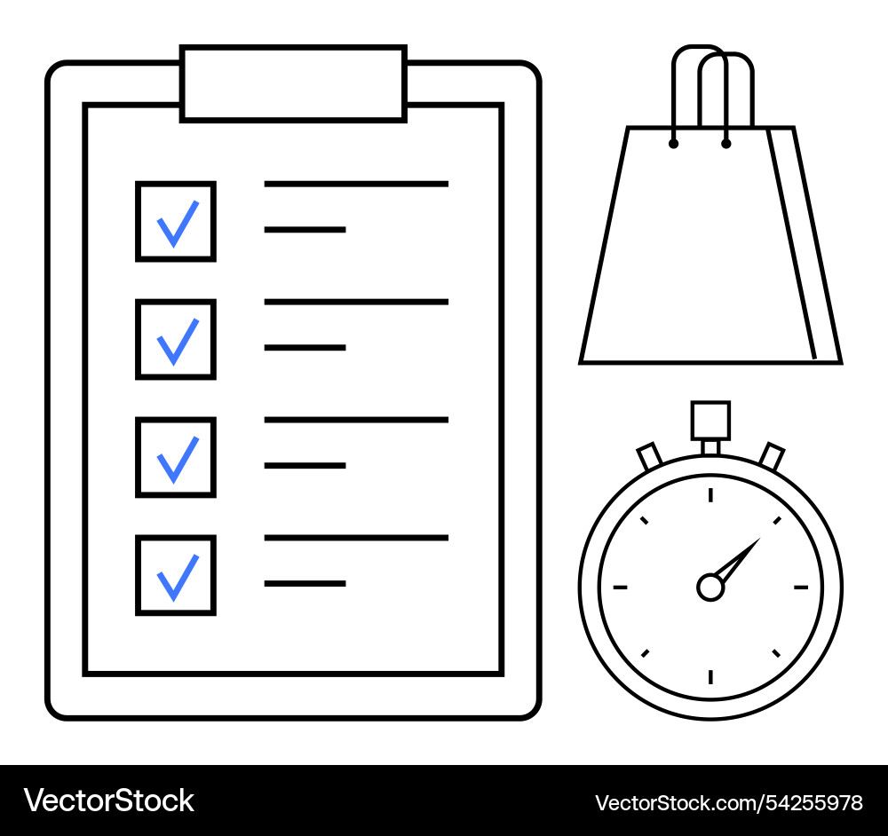 Efficient task management with checklist shopping Efficient task management with checklist shopping vector image