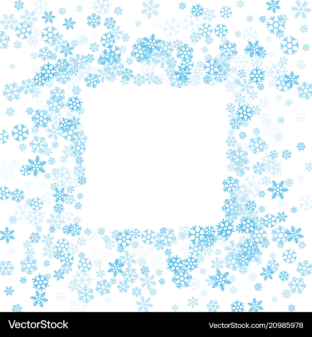 Frame or border of random scatter snowflakes Vector Image