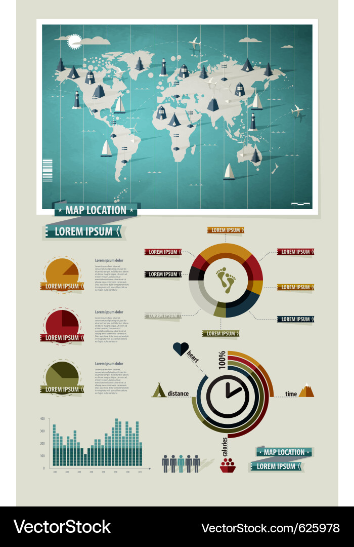 Infographic Elements & World Map vector image