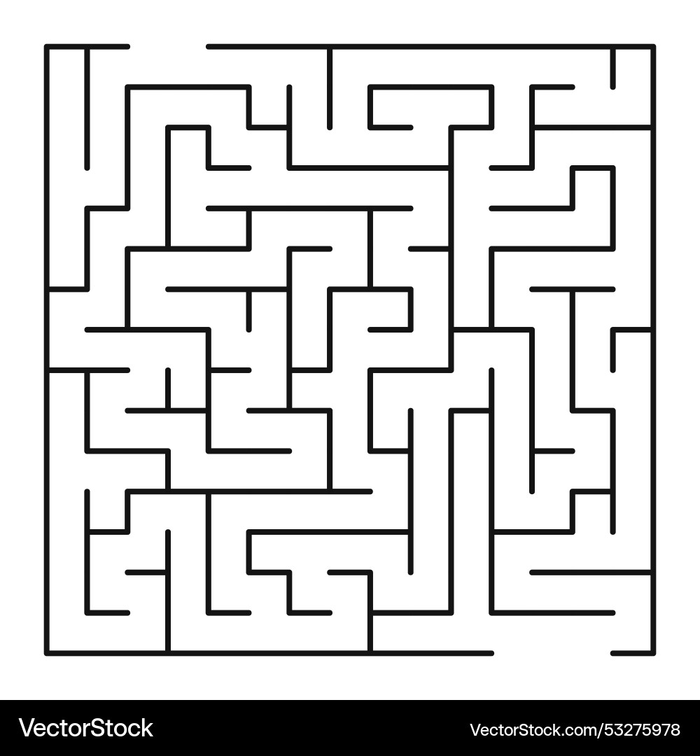 Maze shape design element there is one entrance Maze shape design element there is one entrance vector image